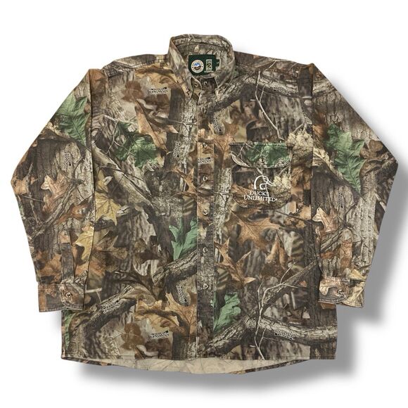 Whitewater‎ Ducks Unlimited Men's Shirt Large Camo Button - Picture 2 of 8
